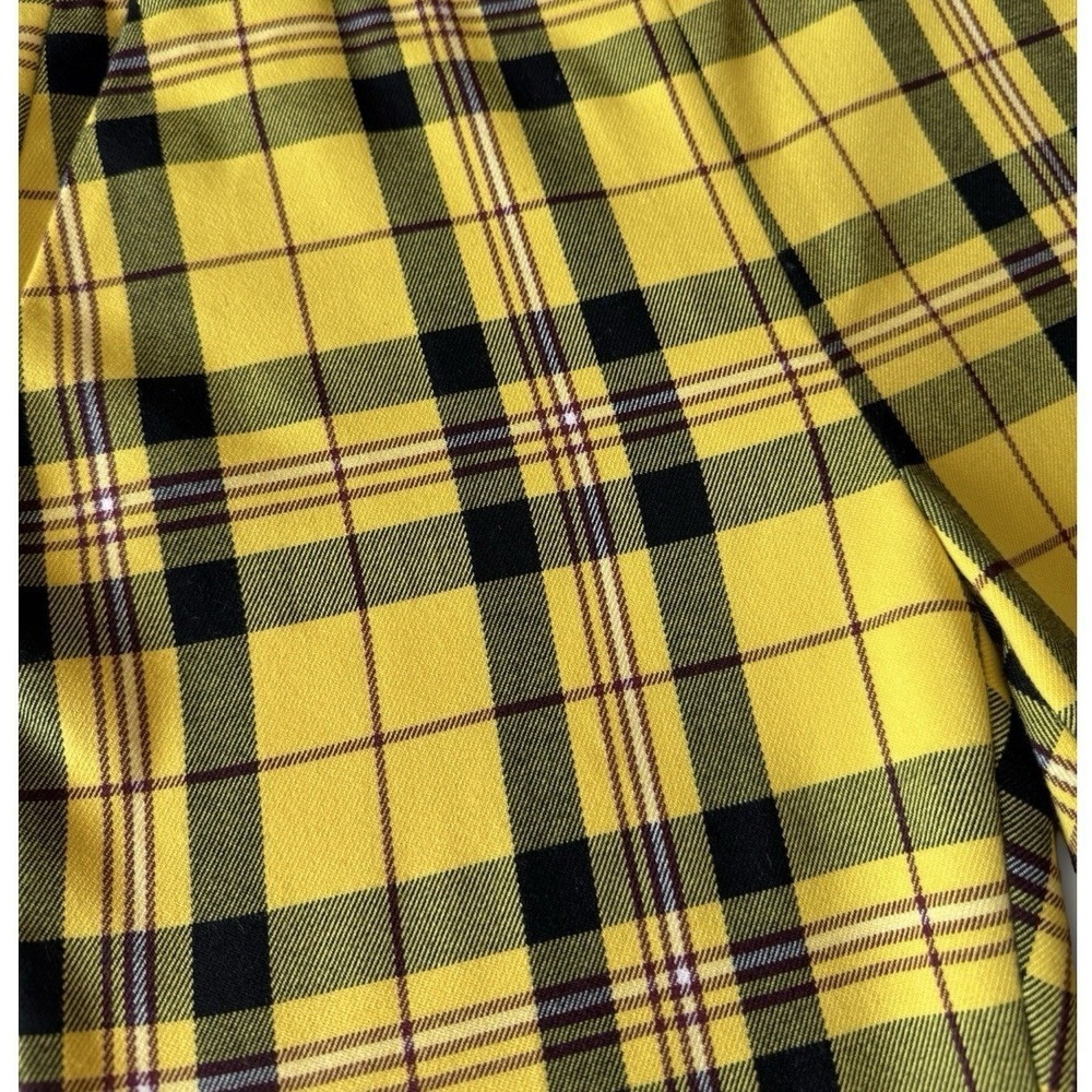 Zara Plaid High Waisted Trousers Size XS Yellow Clueless Aesthetic Skinny Pants - Picture 3 of 5